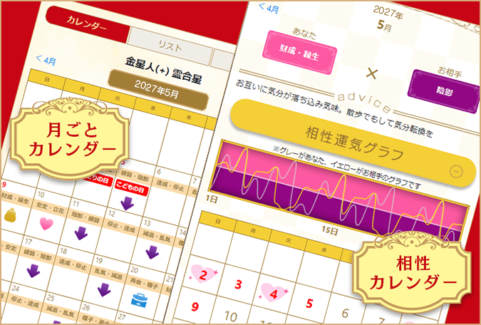 WEB運気カレンダーのサンプル